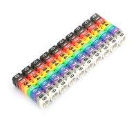 HERCHR Clip sur des marqueurs de Fil, 0-9 Numéro codé en Plastique coloré Tube d'étiquette de câble pour la Gestion des Fils (6 mm²)