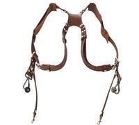 HERCHR Double Bandoulière Universelle pour Appareil Photo, Accessoire de Harnais de Bandoulière Réglable en Cuir pour Appareil Photo Numérique pour Photographes Femmes Hommes (Marron)