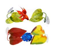 HERCHR Feuille de Poisson Betta 4 pièces, hamac en Feuille de Betta avec Ventouse Feuilles de Repos de Poisson légère Plantes d'aquarium pour décorations d'aquarium