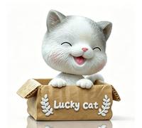 HERCHR Figurines De Chat, Petite Statue Miniature De Chaton Assis dans Une Boîte en Carton Chat Porte-Bonheur,Mini Figurines de Chats pour Jardin Féerique, Décoration De Tableau De Bord De Voiture