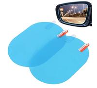 HERCHR Film De Rétroviseur De Voiture, 100 X 145 Mm/3,9 X 5,7 Pouces HD, Film De Protection Anti-Pluie Transparent, Autocollant Ovale Anti-buée pour Rétroviseurs De Voiture (Bleu)