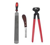 HERCHR Kit d'outils de réparation de Sabots, Coupe-trème à Double Face en Acier et Dossier pour Les Chevaux, Les bovins, Les Moutons, l'ensemble de toilettage de Soins Stable Farrier