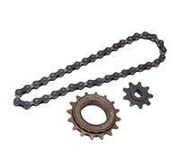 HERCHR Kit rouelibre pour vélo, rouelibre 16 Dents, pignon 9 Dents, chaîne 38 Sections, Plateau de VTT, kit rouelibre pour Conversion de vélos, Karts, vélos de Plage, Mini-Scooters