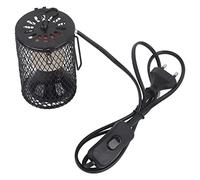HERCHR Lampe Chauffante pour Reptiles, Lampe Infrarouge 100 W avec émetteur en Céramique en Métal avec Cage pour Couveuse De Reptiles pour Animaux De Compagnie(Prise Noire/UE 220-230V)