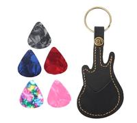 HERCHR Leather Guitar Picks Case 2Pcs Guitar Pick Holders with Keyring,10Pcs Plectrums,Plectrum Key Fob Cases Bag Sleeve Holder for Acoustic Electricguitar (Noir)