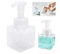 HERCHR Lot De 2 Distributeurs De Savon Moussant Lotion Flacon Pompe, 250 ML en Plastique Rechargeable Pompe Bouteilles Plat Distributeurs De Savon pour Savon Liquide Shampooing Body Wash Clear