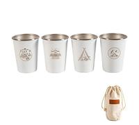 HERCHR Lot de 4 verres à whisky, tasse isotherme en acier inoxydable empilable Verres à chope à bière Petite tasse en métal Double paroi Isolation sous vide Gobelets Verres à boire pour(Blanc)