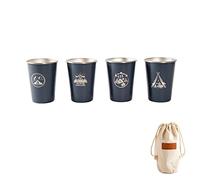 HERCHR Lot de 4 verres à whisky, tasse isotherme en acier inoxydable empilable Verres à chope à bière Petite tasse en métal Double paroi Isolation sous vide Gobelets Verres à boire pour(Bleu)