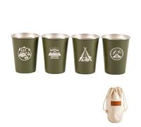HERCHR Lot de 4 verres à whisky, tasse isotherme en acier inoxydable empilable Verres à chope à bière Petite tasse en métal Double paroi Isolation sous vide Gobelets Verres à boire pour(Vert)