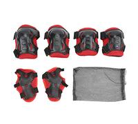 HERCHR Lot De 6 Protections De Skateboard pour Enfants De 6 à 18 Ans, Kit D'équipement De Protection pour Genoux, Coudes, Paumes, Protège-Poignets, Protection De Sécurité pour Enfants(Rouge)