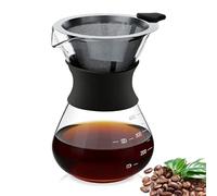 HERCHR Machine à café goutte à goutte avec carafe en verre inoxydable - 400 ml, verre borosilicate, versez sur le filtre