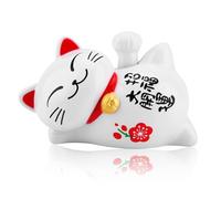 HERCHR Maneki Neko Fortune Cat, Maneki Neko Solar Alimenté Winke Chat,Chat Japonais Qui Bouge Le Bras,Manekis Nekos Solar alimenté avec Bras Mobile Décoration Ondulant Home Display Car Decor