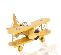 HERCHR Modèle d'avion en fer vintage jaune - Décor d'avion suspendu ornement biplan pour cadeau de Noël