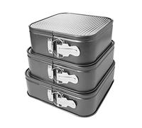 HERCHR Moule à charnière, 3 pièces de tailles différentes 18 à 28 pouces moule à gâteau au fromage carré antiadhésif en acier au carbone avec fond amovible pour la cuisson des gâteaux (24/26/28)