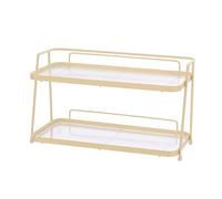 HERCHR Organisateur D'étagère De Maquillage à 2 Niveaux, Organisateur De Comptoir De Salle De Bain, Plateau De Vanité, étagères De Salle De Bain, Support sur Pied pour Salle De Bain(Blanc Laiteux)