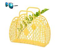 HERCHR Panier De Douche Portable, Poubelle De Rangement Creuse, Sac Fourre-tout Avec Poignée, Sac Pliable Portable Pour le Shopping à la Plage(jaune)