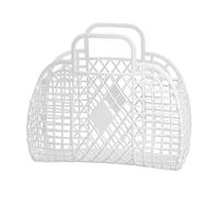 HERCHR Panier De Douche Portable, Poubelle De Rangement Creuse, Sac Fourre-tout Avec Poignée, Sac Pliable Portable Pour le Shopping à la Plage(blanc)