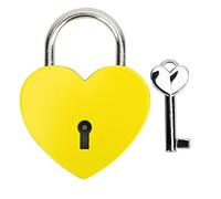 HERCHR Petit Cadenas en Forme de cœur en métal, Petit Mini Cadenas Mignon avec clé pour boîte à Bijoux, Journal Intime, 45 x 59 mm(Jaune)