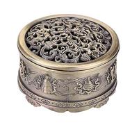 HERCHR Petit Encensoir Brûle Encens, Encensoir en Alliage Antique Vintage Brûleur D'encens Charbon Poêle Luxe Arôme Support Encens Métal Bol Décoratif en Cuivre Gravé(Bronze)