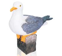 HERCHR Petite Mouette sur Bûche, Support Artificiel sur Bois, Figurine De Mouette, Statue D'oiseau De Jardin, Figurine De Mouette Miniature, Ornements De Bureau