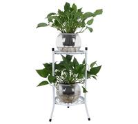 HERCHR plante stand extérieur, support de plante extérieure, support de plante à l'intérieur, support de plante en métal à 2 niveaux support de poot de fleur étagère étagère. (blanc)