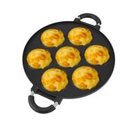 HERCHR Poêle Takoyaki en aluminium, machine à crêpes à 7 cavités | Poêle en alliage d'aluminium 39X28 Cm, double poignées, de cuisson antiadhésive, moule alimentaire arrondi