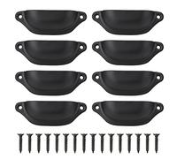 HERCHR Poignée de tasse d'armoire, 97x35x18mm, boutons de poignée en coquille de fer antique, poignées de tasse de tiroir de meuble semi-circulaire pour commode, bibliothèque, armoire (Noire)