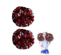 HERCHR Pompons de Pom-Pom Girl 2 pièces Pompons métalliques Pompons de Joie de Pom-Pom Girl pour fête de Danse fête de Sport Scolaire acclamant (Argent à Double tête avec Laser à Point Rouge)