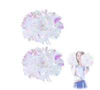 HERCHR Pompons de Pom-Pom Girl 2 pièces Pompons métalliques Pompons de Joie de Pom-Pom Girl pour fête de Danse fête de Sport Scolaire acclamant (Coloré Pur à Deux têtes)