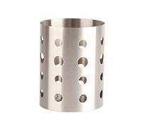 HERCHR Porte-ustensiles de Cuisine en Acier Inoxydable, Egouttoir à Couverts Pot Ustensiles Porte Couverts pour Baguettes, Fourchette, Cuillère, Diamètre: 10cm, Hauteur: 12.5cm