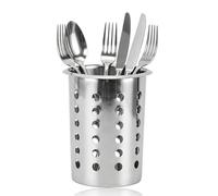 HERCHR Range-Couverts Acier Inoxydable, Pot Ustensiles Cuisine, Organisateur D'ustensiles De Cuisine, Support De Spatule, Grand Support D'ustensiles De Cuisines Pour Comptoir(Version perforée)
