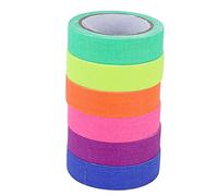 HERCHR Ruban adhésif décoratif, 6 pièces, ruban adhésif fluorescent, ruban de masquage coloré, lumière noire qui brille dans le noir, ruban adhésif réfléchissant au néon pour fournitures