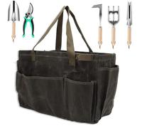 HERCHR Sac de Rangement pour Casserole de Camping, Sac à Pots Toile Sac Fourre-tout de Jardinage Sac à Outils Jardin Imperméable Grande Capacité Sac de Rangement pour Outils de Jardinage (Olive)