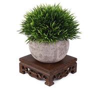 HERCHR Socle en Bois, Piédestal Carré de Sculpture Base de Bonsaï, Vase de Théière, Présentoir pour la Décoration de Bureau à la Maison, 10x10x3,7cm