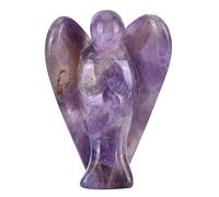 HERCHR Statue d'ange à Quartz, Breloques d'ange sculptées en Cristal de 1,5 Pouces pour la Protection, l'amour, la Paix, l'énergie Positive, Statue de Figurine de Gardien, Pierre de (Violette)