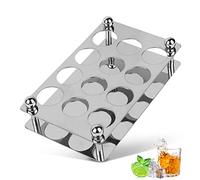 HERCHR Support à cocktail en acier inoxydable, support de verre à liqueur 12 trous planche de service de boissons pour whisky, brandy, rhum à la maison