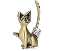 HERCHR Support de bague de chat, 2,17x0,91x3,15 pouces en alliage de zinc, figurine de dieu de chat, décor rétro, plateau organisateur de rangement de bijoux pour bagues, boucles