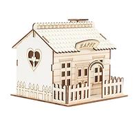 HERCHR Tirelire De Maison Personnalisée, Tirelire De Maison De Villa En Bois Avec Lumière LED, Jolie Boîte D'économie D'argent De Maison Miniature Pour la Décoration de la Maison