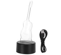 HERCHR Veilleuse 3D en forme de guitare, lampe illusion 3D, veilleuse LED 7 couleurs, interrupteur, lampe de bureau, décoration d'intérieur, 22,6 x 4,1 x 8,9 cm