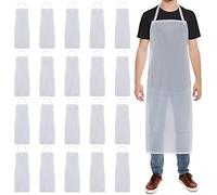 Hercicy Lot de 20 tabliers en plastique transparent et imperméable - 119,4 cm - Unisexe - Pour la cuisine, le nettoyage, la vaisselle, le boucher et le travail de laboratoire - Transparent