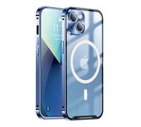 HERCN Metal Protective Case for iPhone 14 Plus 6.7" ; Ring MagSafe Magnet - Wireless Charging - Aviation Aluminum Metal Protective Bumper Designed - Built-in Camera Lens Film - Ultra Slim (Blue)