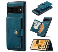 HERCN PU Étui en Cuir pour Google Pixel 7 Mobile Phone;Porte-Cartes -Béquille -Couverture de téléphone Portable Fonctionnelle avec Petit Portefeuille magnétique Unique. (Bleu)