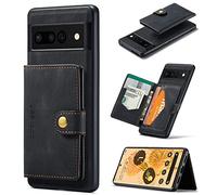 HERCN PU Étui en Cuir pour Google Pixel 7 Mobile Phone;Porte-Cartes -Béquille -Couverture de téléphone Portable Fonctionnelle avec Petit Portefeuille magnétique Unique. (Noir)