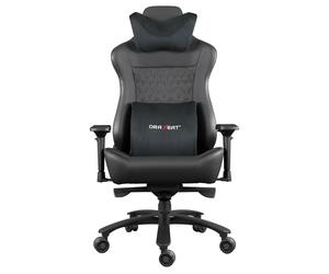 Hercule Fauteuil Gamer ergonomique avec soutien lombaires, têtière et accoudoirs 4D - Assise et dossier large - Inclinaison et hauteur réglable - PVC - Noir
