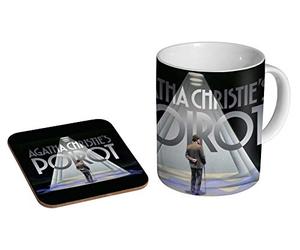 Hercule Poirot David Suchet Advert Tasse à café en céramique + dessous-de-verre Coffret cadeau