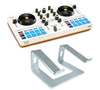 Hercules DJControl Mix Contrôleur DJ ultra mobile avec support pour ordinateur portable Keepdrum Argenté
