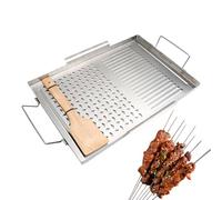 Herd Top Poêle de cuisson plate en acier inoxydable avec poignées, en acier inoxydable 430 durable, parfait pour la viande, taille : 43 x 29 x 2 cm