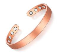 Herdear Bracelet Magnétique en Cuivre Bracelets Magnétiques en Bronze Bracelets en Cuivre Réglables avec 8 Aimants pour Hommes et Femmes(Classique)