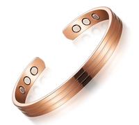 Herdear Bracelet Magnétique en Cuivre Bracelets Magnétiques en Bronze Bracelets en Cuivre Réglables avec 8 Aimants pour Hommes et Femmes(Élégant)