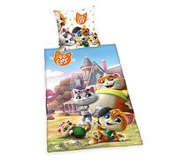 Herding 44 Cats Parure de Lit, Taie d'oreiller 80 x 80 cm, Housse de Couette 135 x 200 cm, Coton/Renforcé, avec Fermeture éclair